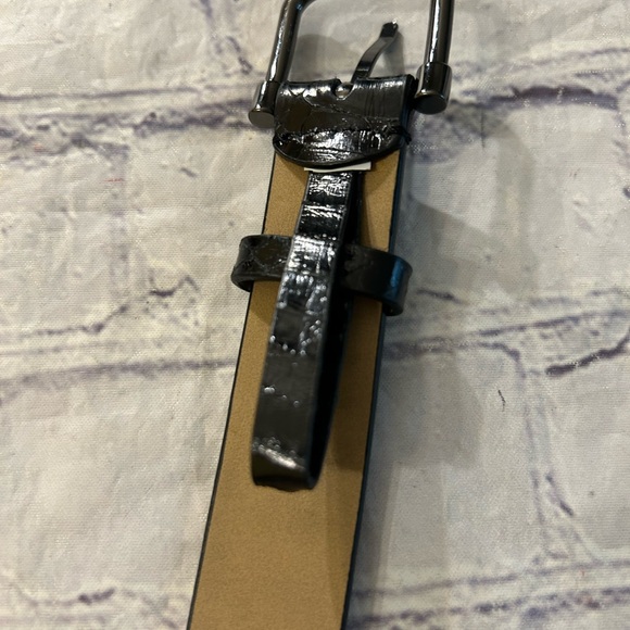 ANN TAYLOR GENUINE LEATHER CROC PRINT BLACK BELT WOMEN’S SIZE MEDIUM - Picture 3 of 9